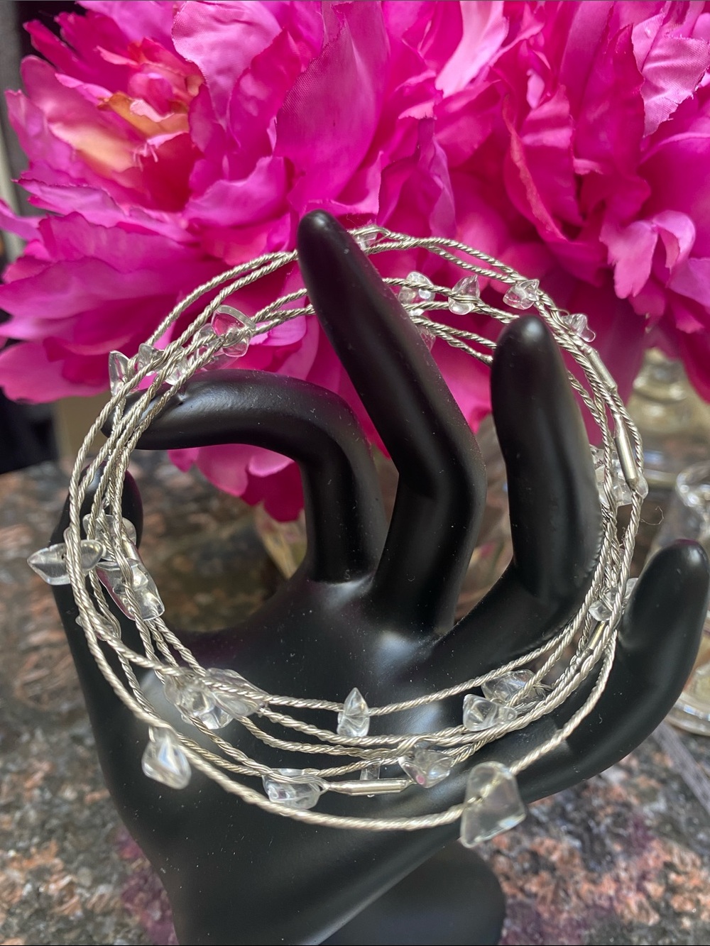 Artisan Silver Tone Wire Wrap Bracelet - set of 6 (connected). GUC.